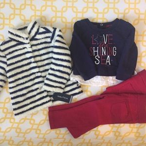 🐟Nautica Baby Girl Fall Outfit Set 12 Months
